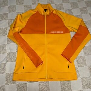 NWOT J.Lindeberg Lazarus Mid Layer Zip Up Jacket in Russet Orange size L